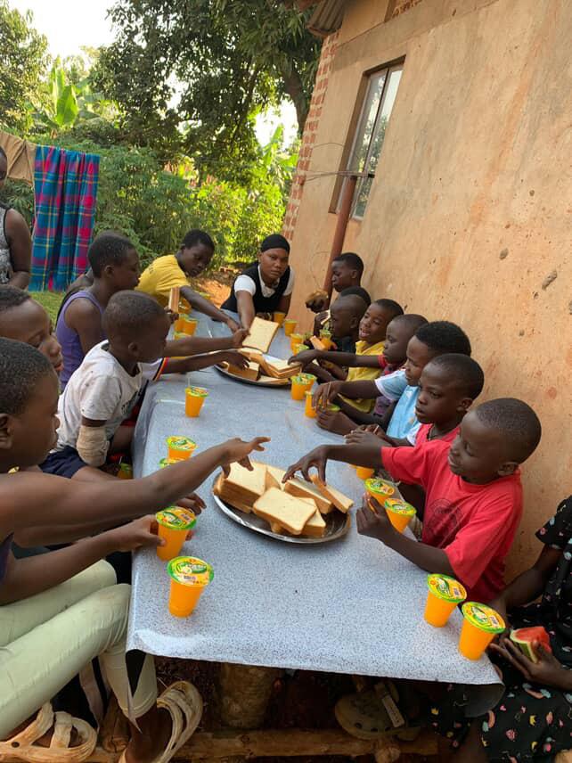 Children enjoying fruits